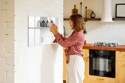 Beschrijfbaar glazen magneetbord met Thuis tekst design