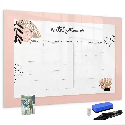 Magnetisch glazen schrijfbord voor notities en foto's met bloemendesign