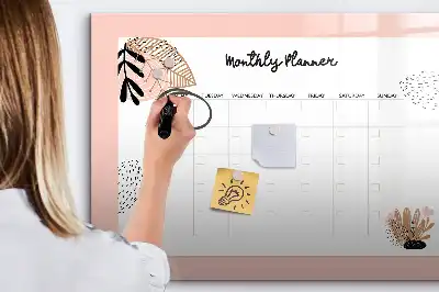 Magnetisch glazen schrijfbord voor notities en foto's met bloemendesign