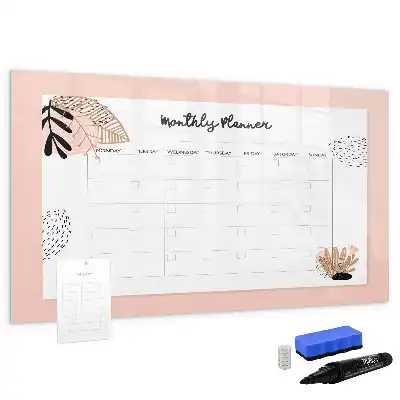 Magnetisch glazen schrijfbord voor notities en foto's met bloemendesign