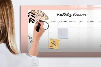 Magnetisch glazen schrijfbord voor notities en foto's met bloemendesign
