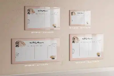 Magnetisch glazen schrijfbord voor notities en foto's met bloemendesign