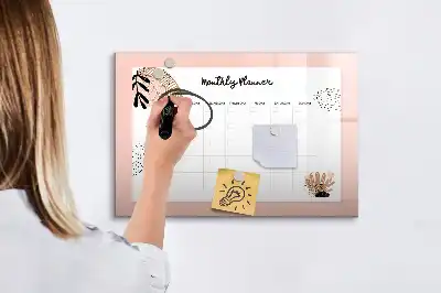 Magnetisch glazen schrijfbord voor notities en foto's met bloemendesign