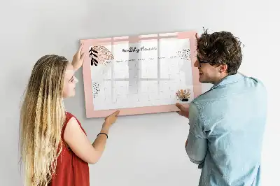 Magnetisch glazen schrijfbord voor notities en foto's met bloemendesign