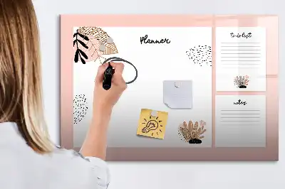 Beschrijfbaar glazen magneetbord met design planner voor notities