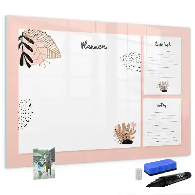 Beschrijfbaar glazen magneetbord met design planner voor notities