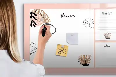 Beschrijfbaar glazen magneetbord met design planner voor notities