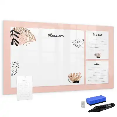 Beschrijfbaar glazen magneetbord met design planner voor notities