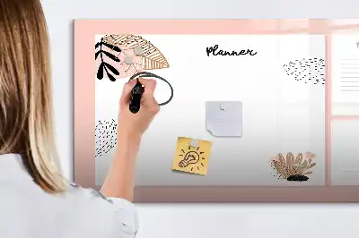 Beschrijfbaar glazen magneetbord met design planner voor notities