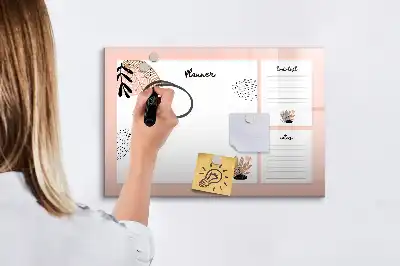 Beschrijfbaar glazen magneetbord met design planner voor notities