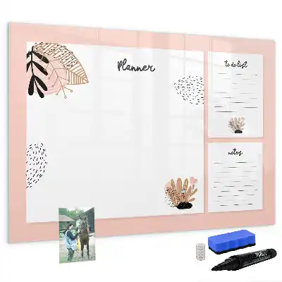 Beschrijfbaar glazen magneetbord met design planner voor notities