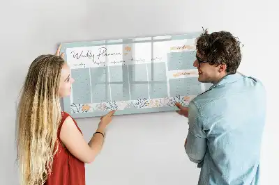 Magnetisch glazen memobord voor notities en foto's met wekelijks schema