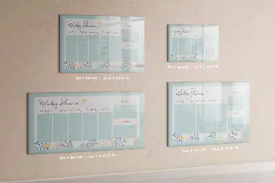 Magnetisch glazen memobord voor notities en foto's met wekelijks schema