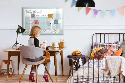Magnetisch glazen memobord voor notities en foto's met wekelijks schema