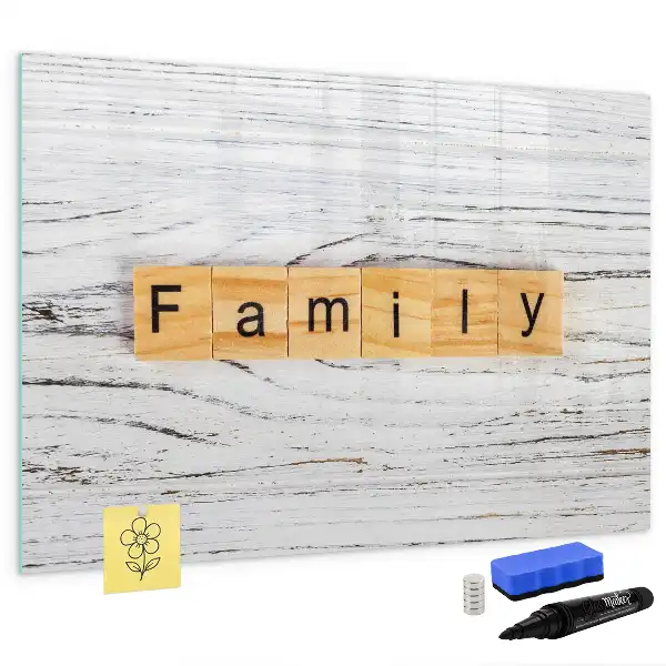 Magnetisch glazen schrijfbord voor notities en foto's familie