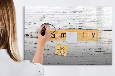 Magnetisch glazen schrijfbord voor notities en foto's familie