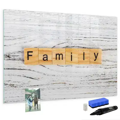 Magnetisch glazen schrijfbord voor notities en foto's familie