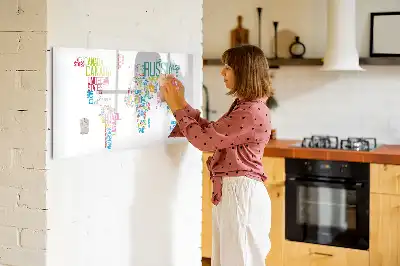 Magnetisch glazen memobord voor notities en foto's met landkaartdesign
