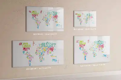 Magnetisch glazen memobord voor notities en foto's met landkaartdesign