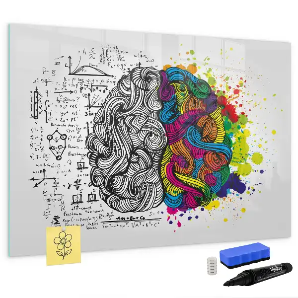 Magnetisch glazen schrijfbord met abstract breindesign