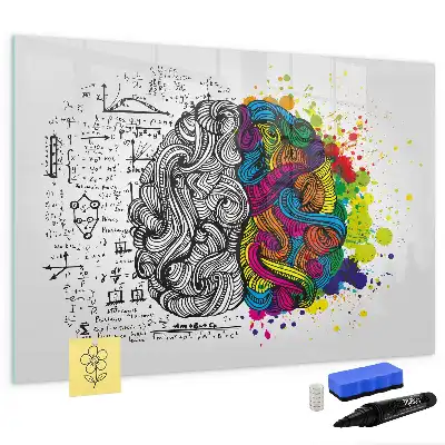 Magnetisch glazen schrijfbord met abstract breindesign