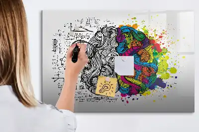 Magnetisch glazen schrijfbord met abstract breindesign