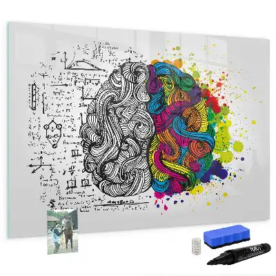 Magnetisch glazen schrijfbord met abstract breindesign