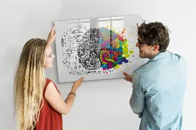 Magnetisch glazen schrijfbord met abstract breindesign