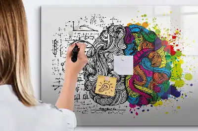 Magnetisch glazen schrijfbord met abstract breindesign