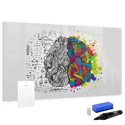 Magnetisch glazen schrijfbord met abstract breindesign