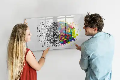 Magnetisch glazen schrijfbord met abstract breindesign