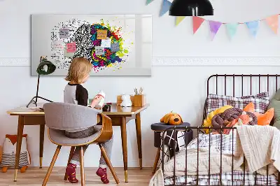 Magnetisch glazen schrijfbord met abstract breindesign