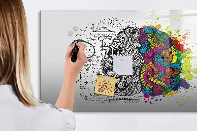 Magnetisch glazen schrijfbord met abstract breindesign