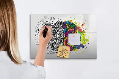 Magnetisch glazen schrijfbord met abstract breindesign