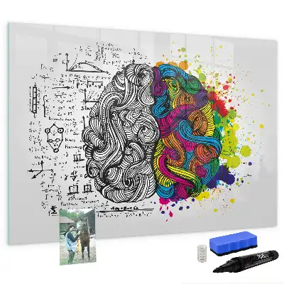 Magnetisch glazen schrijfbord met abstract breindesign