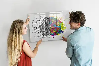 Magnetisch glazen schrijfbord met abstract breindesign