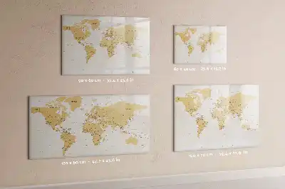 Politieke wereldkaart beschrijfbaar magneetbord van glas met design
