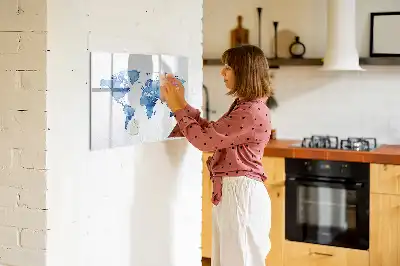 Magnetisch glazen memobord met aquarel wereldkaart design