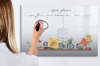 Glazen weekplanner beschrijfbaar magneetbord met design