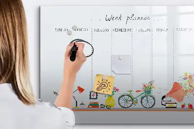 Glazen weekplanner beschrijfbaar magneetbord met design