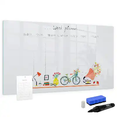 Glazen weekplanner beschrijfbaar magneetbord met design