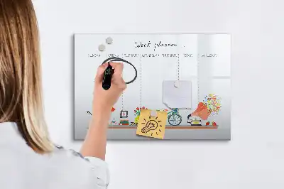 Glazen weekplanner beschrijfbaar magneetbord met design