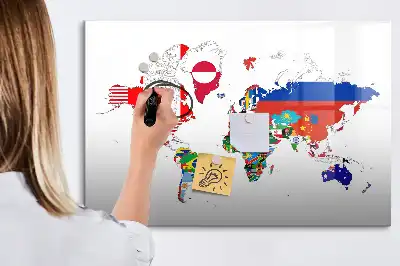 Beschrijfbaar glazen magneetbord met design van nationale vlaggen