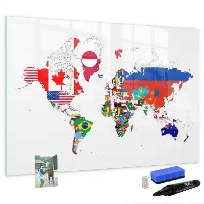 Beschrijfbaar glazen magneetbord met design van nationale vlaggen