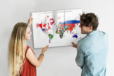 Beschrijfbaar glazen magneetbord met design van nationale vlaggen