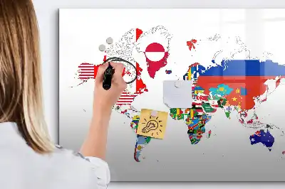 Beschrijfbaar glazen magneetbord met design van nationale vlaggen