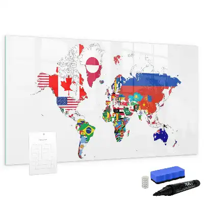 Beschrijfbaar glazen magneetbord met design van nationale vlaggen