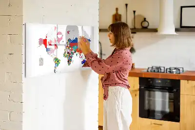 Beschrijfbaar glazen magneetbord met design van nationale vlaggen