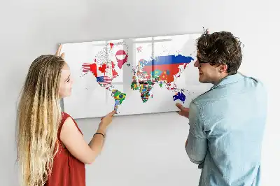 Beschrijfbaar glazen magneetbord met design van nationale vlaggen