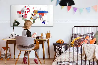 Beschrijfbaar glazen magneetbord met design van nationale vlaggen